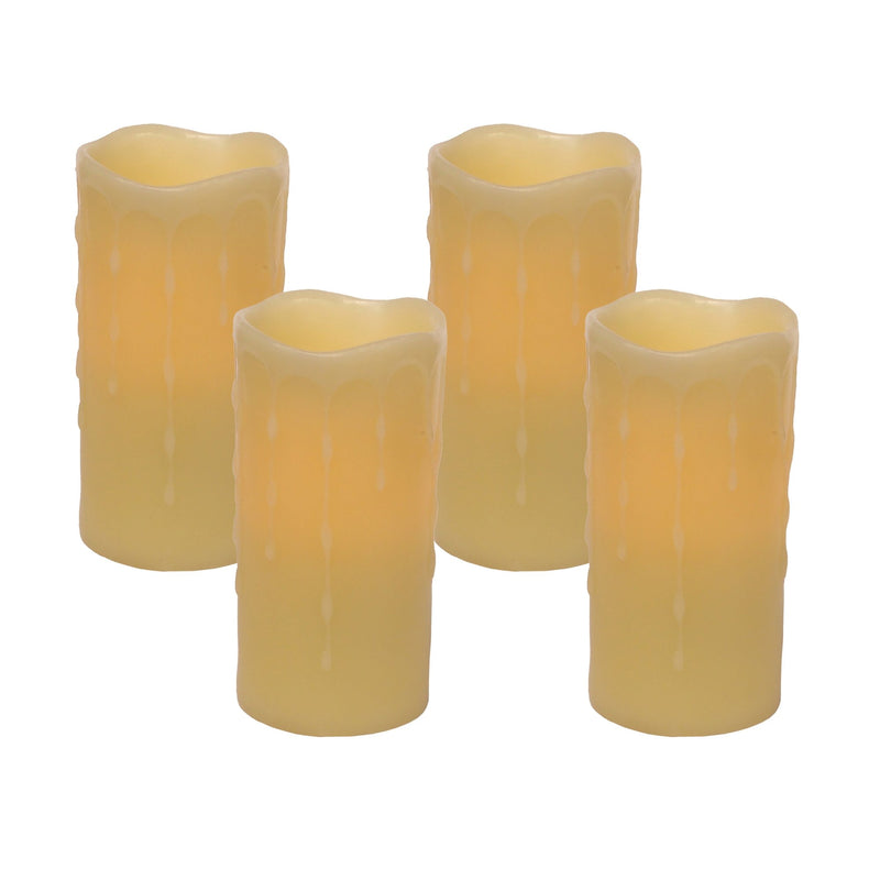 LED Dripping Wax Pillar Candles with Remote (Set of 4)