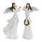 Winter Angel Figurine with Bird and Wreath Accent (Set of 2)