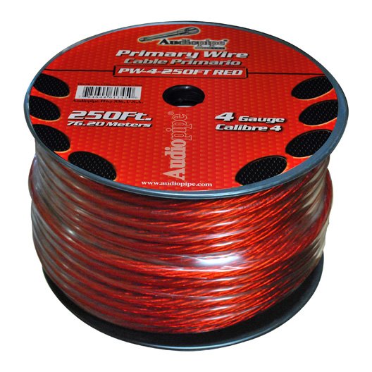 Audiopipe Power Wire  4ga 250' Red  PW4RD