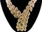 Bib Necklace Statement Gold Color Leaves w/ Rhinestones - 16" - Cocktail