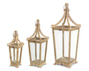 Tapered Wooden Floor Lantern (Set of 3)