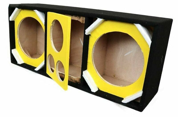 DeeJay LED Car Speaker Enclosure Two 12" Woofers w/ 2 Tweeters & 1 Horn - Yellow