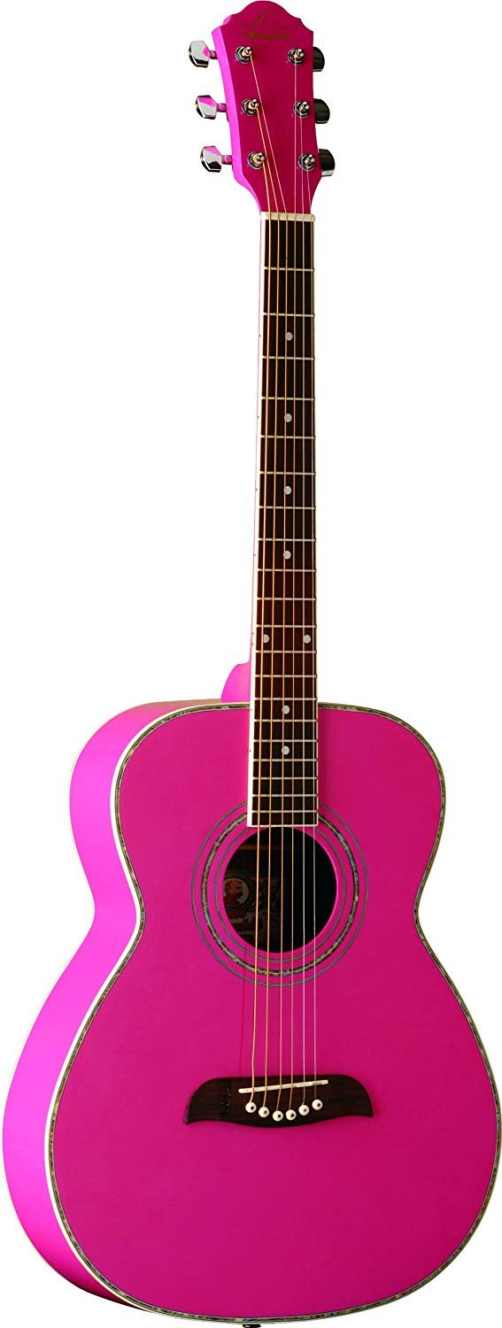 Oscar Schmidt Folk Acoustic Guitar - Pink - OF2P