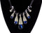 Statement Necklace w/ Sapphire Blue Crystals Black Beads & Rhinestone Accents 17"