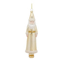 Modern Gold and White Glass Santa Ornament (Set of 12)