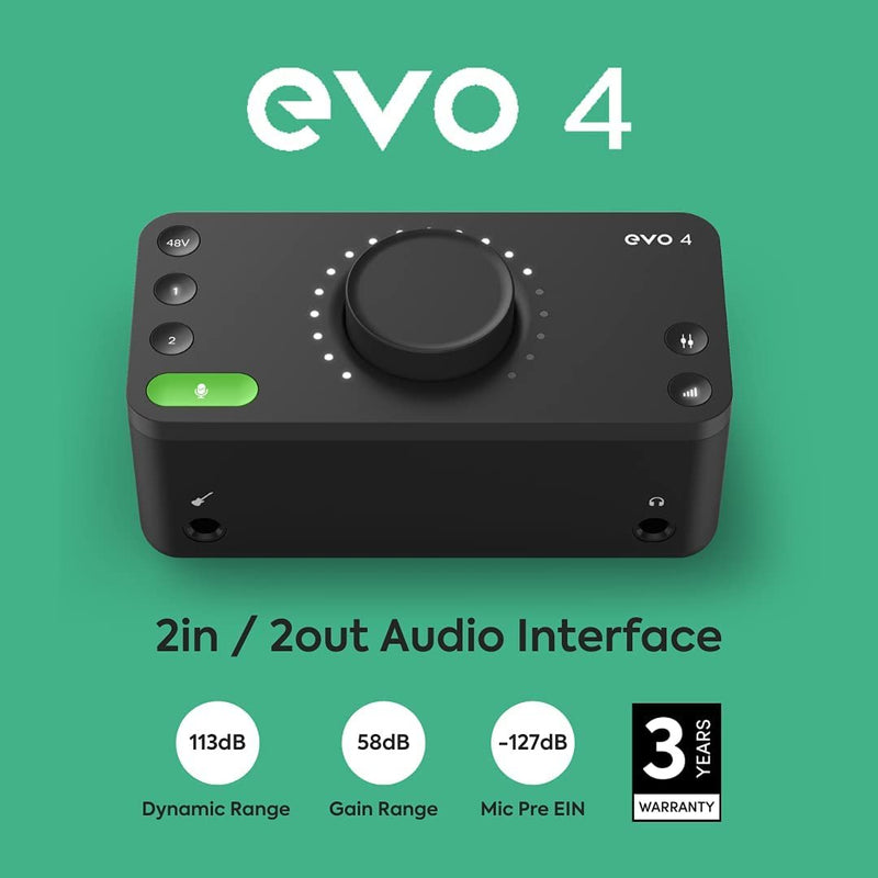 Audient EVO Start Recording Bundle w/ USB Audio Interface, Headphones & Mic
