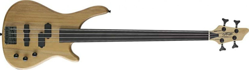 Stagg Fretless 4-String Fusion Electric Bass Guitar- Natural - BC300FL-NS