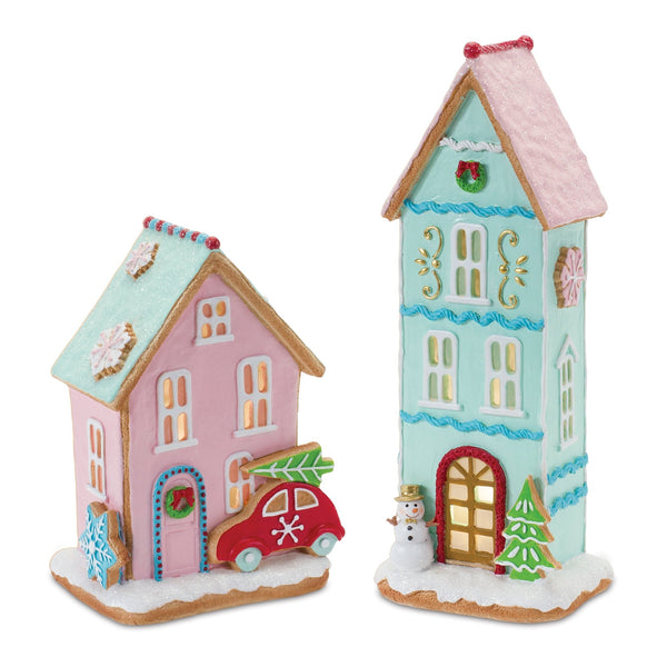 LED Lighted Gingerbread Village House (Set of 2)