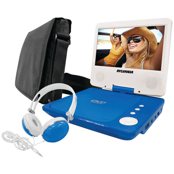 SYLVANIA SDVD7060-A-COMBO-BLUE 7" Swivel-Screen Portable DVD Player Bundle Blue