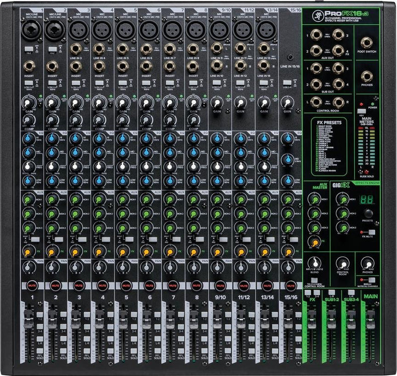 Mackie ProFX16v3 16-Channel 4-Bus Professional Effects Mixer with USB