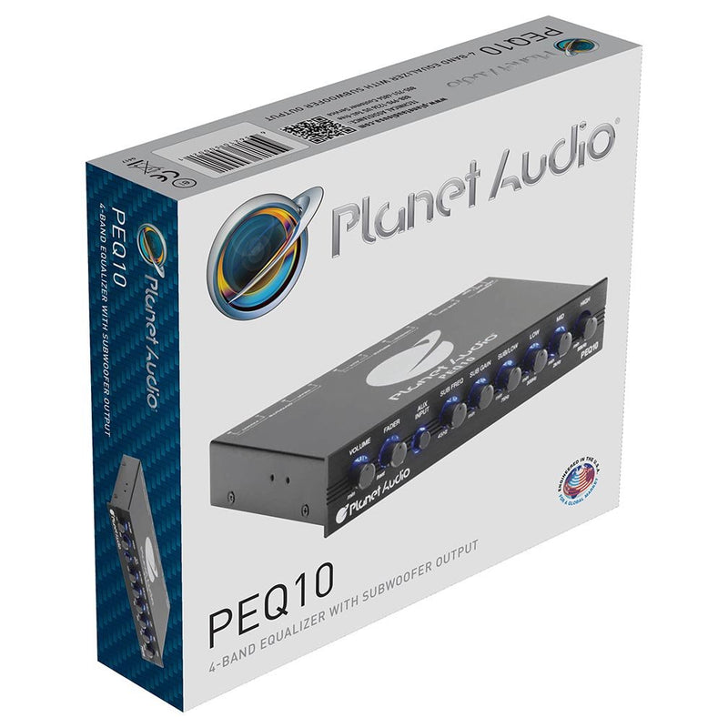 Planet Audio 4 Band Equalizer Aux input master volume control half DIN - PEQ10