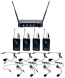 VocoPro Four Channel UHF Digital Wireless Headset & Lapel Mic - Digital-Quad-B1