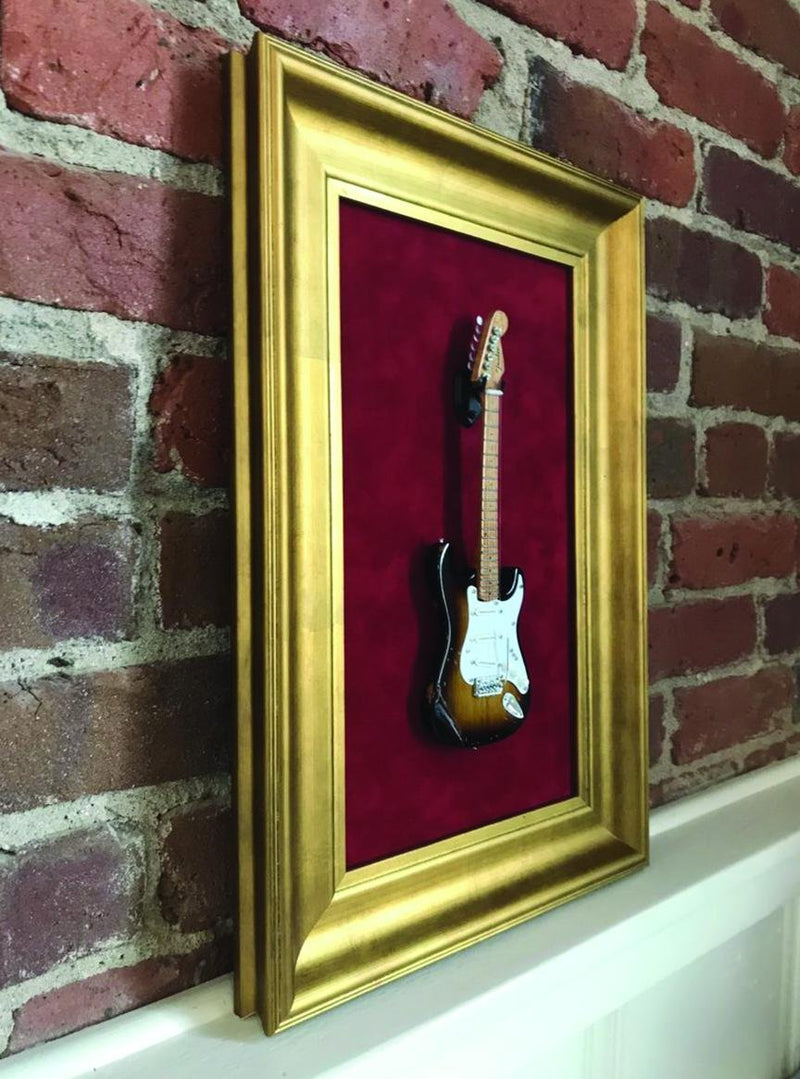 Axe Heaven 12x18 Mini Guitar Gold Leafing Display Frame w/ Red Suede - R1-510