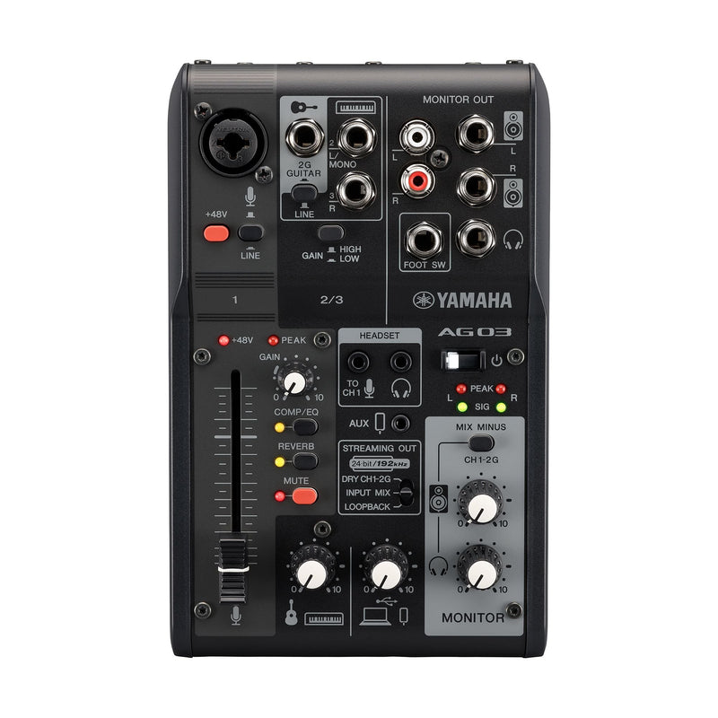 Yamaha AG03MK2WT 3-Channel Live Streaming Loopback Audio USB Mixer - Black