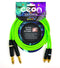 Cordial 2' Hi-Flex DJ Dual - RCA to 1/4″ TS - Neon Green - CEONDJPLUG-RCA0.6G