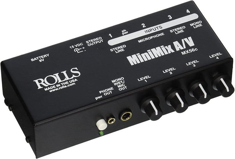 Rolls MiniMix A/V 4-Channel Battery-Powered Mixer - MX56C