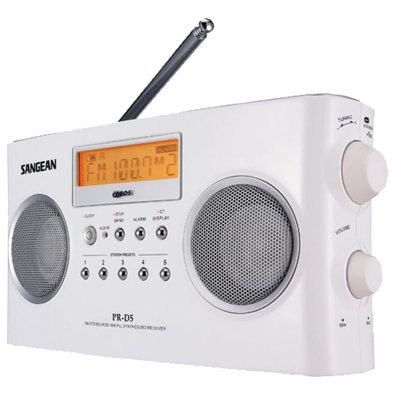 Sangean Digital Portable Stereo Receiver with AM/FM Radio - White - PRD5