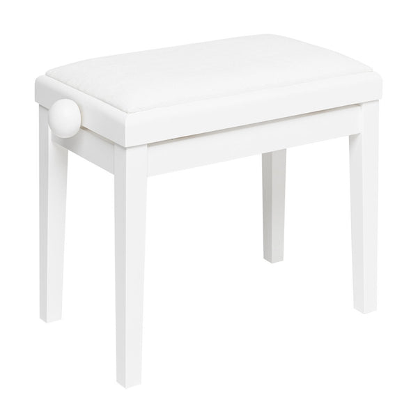 Stagg Matte White Adjustable Piano Bench with White Velvet Top - PB06 WHM VWH