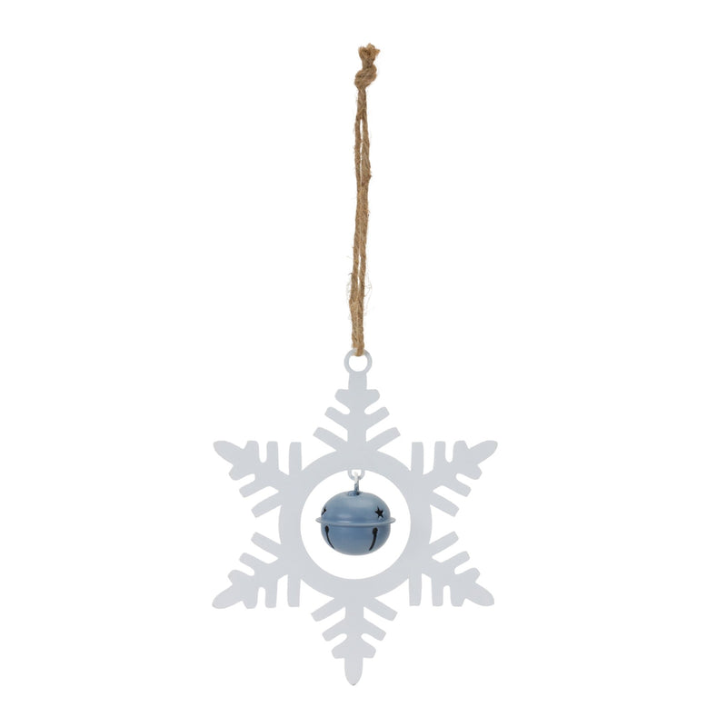 Metal Snowflake with Bell Ornament (Set of 12)