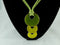 Statement Necklace Modern Pendant w/ Green & Yellow Discs 16"