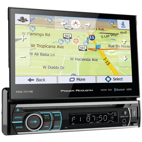 Power Acoustik PDN-721HB 7" Single-DIN GPS Motorized Touchscreen DVD Receiver