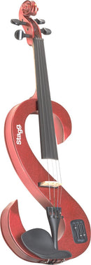 Stagg 4/4 S-shaped Electric Violin w/ Soft Case & Headphones - Red - EVN 4/4 MRD