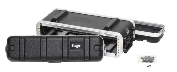 Stagg Shallow Case for 2-Unit Rack - Black - ABS-2US