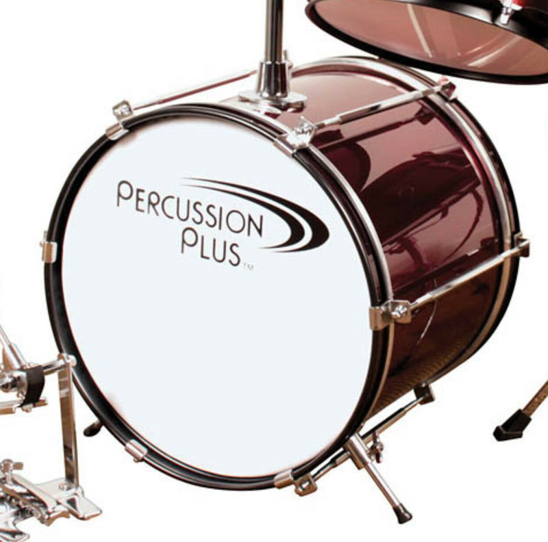 Percussion Plus Drums 3-Piece Junior Drum Set w/ Cymbal – Wine Red