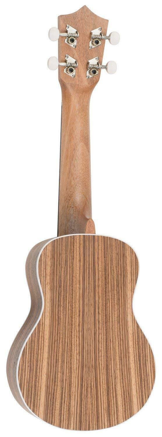 Hilo Ukuleles 2954 Premier Series Zebrawood Soprano Ukulele - with Free Gigbag