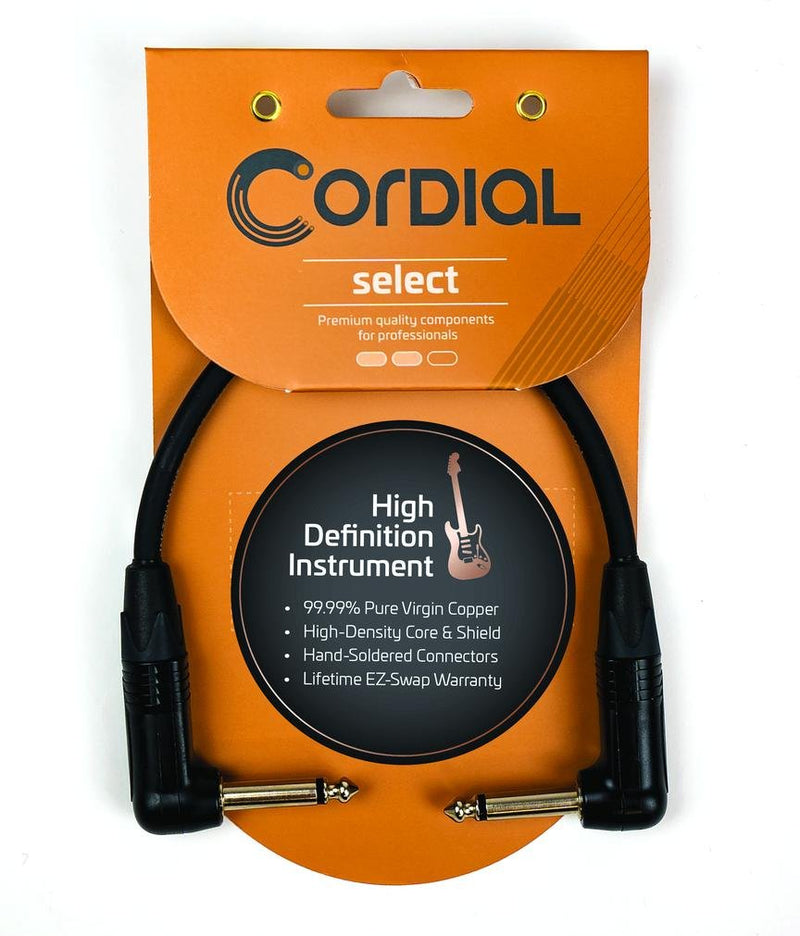 Cordial 6" Instrument Cable - 1/4" TS Right Angle to Right Angle - CPI0.15RR