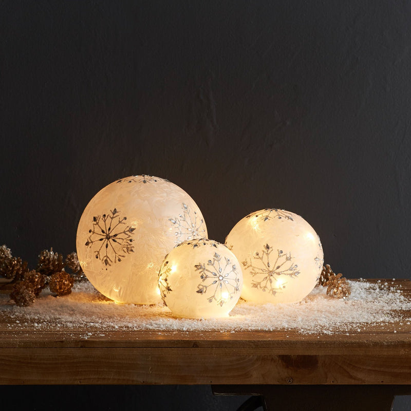 LED Frosted Snowflake Jewel Globe (Set of 3)