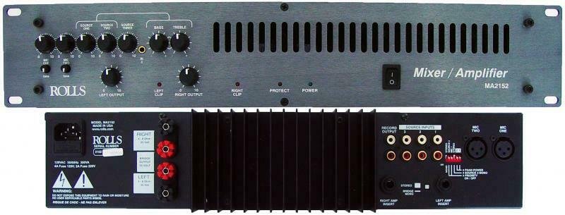 Rolls MA2152 Stereo/70v Mixer Amplifier 100 Watts/Ch or 200 Watts Mono