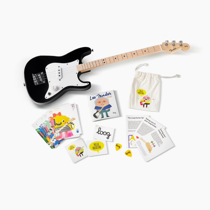 Loog Guitars Children's Fender X Loog 3-String Stratocaster - Black - LGPROEFSK