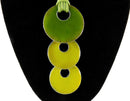 Statement Necklace Modern Pendant w/ Green & Yellow Discs 16"