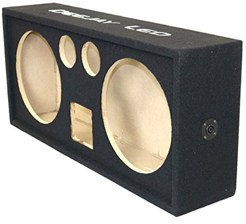 DeeJay LED Car Speaker Enclosure Two 12" Woofers w/ 2 Tweeters & 1 Horn - Black