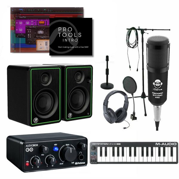Home Recording Studio Bundle Set w/ Pro Tools Intro - AudioBox GO Mackie
