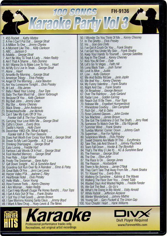VocoPro Karaoke Party Volume 3 100 Songs on One DIVX DVD Disc