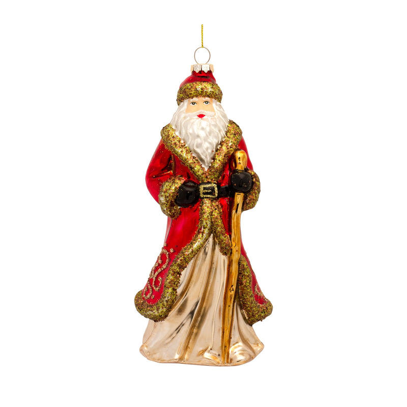 Glass Santa Ornament with Gold Accent (Set of 6)