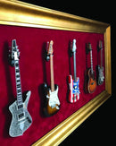 Axe Heaven 33 X 18 Mini Guitar Display Frame Red Suede Gold Frame - Holds 5