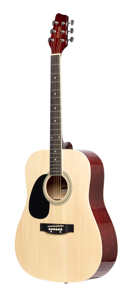 Stagg Left Handed Dreadnought Acoustic guitar - Natural - SA20D LH-N