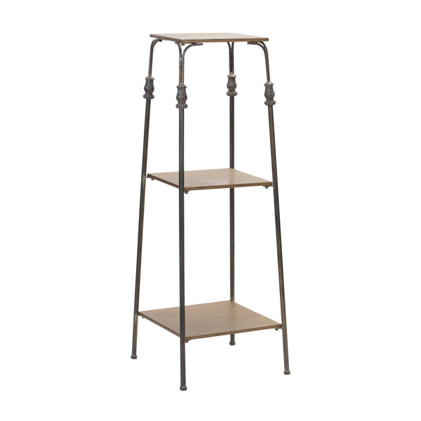 Metal Plant Stand with Wood Shelves 41.5"H