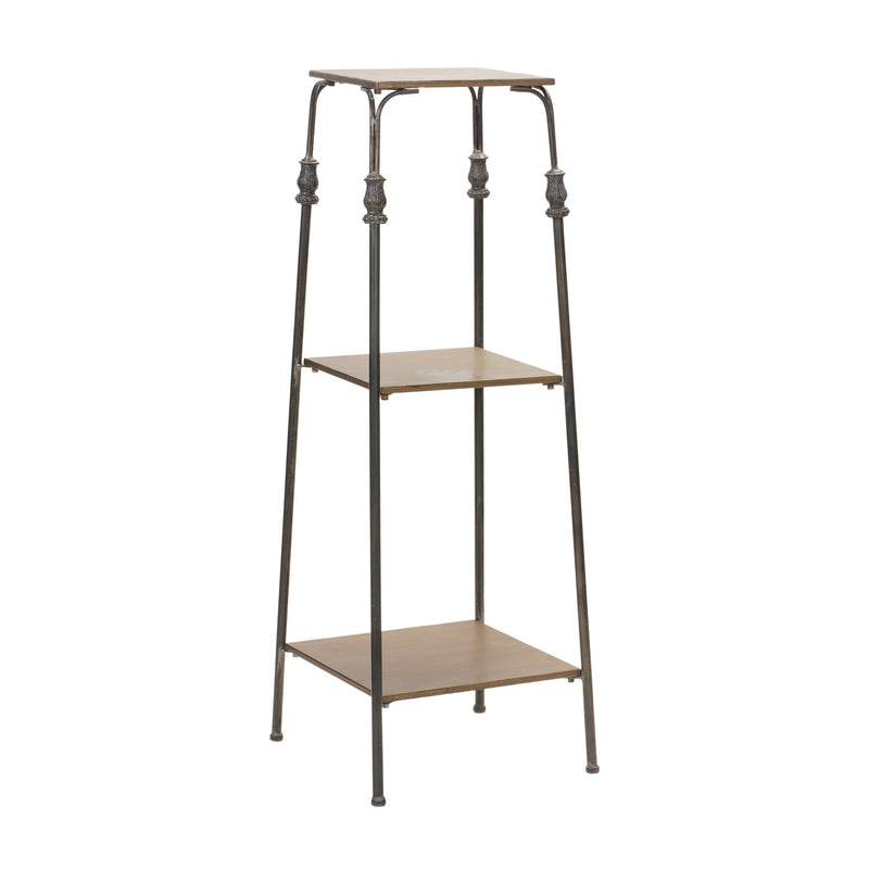 Metal Plant Stand with Wood Shelves 41.5"H