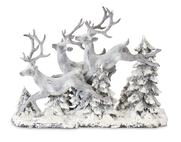 Snowy Deer and Trees Tabletop Display 16"L