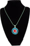Hat Pendant Necklace - Surf Blue & Red - Hand Painted  - 28" Long Chain