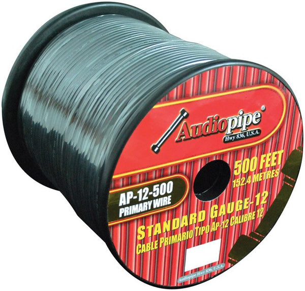 Audiopipe 12 Gauge 500Ft Primary Wire Black AP12500bk