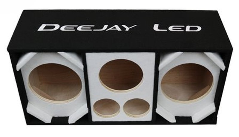 DeeJay LED Car Speaker Enclosure Two 8" Woofers w/ 2 Tweeters & 1 Horn - White