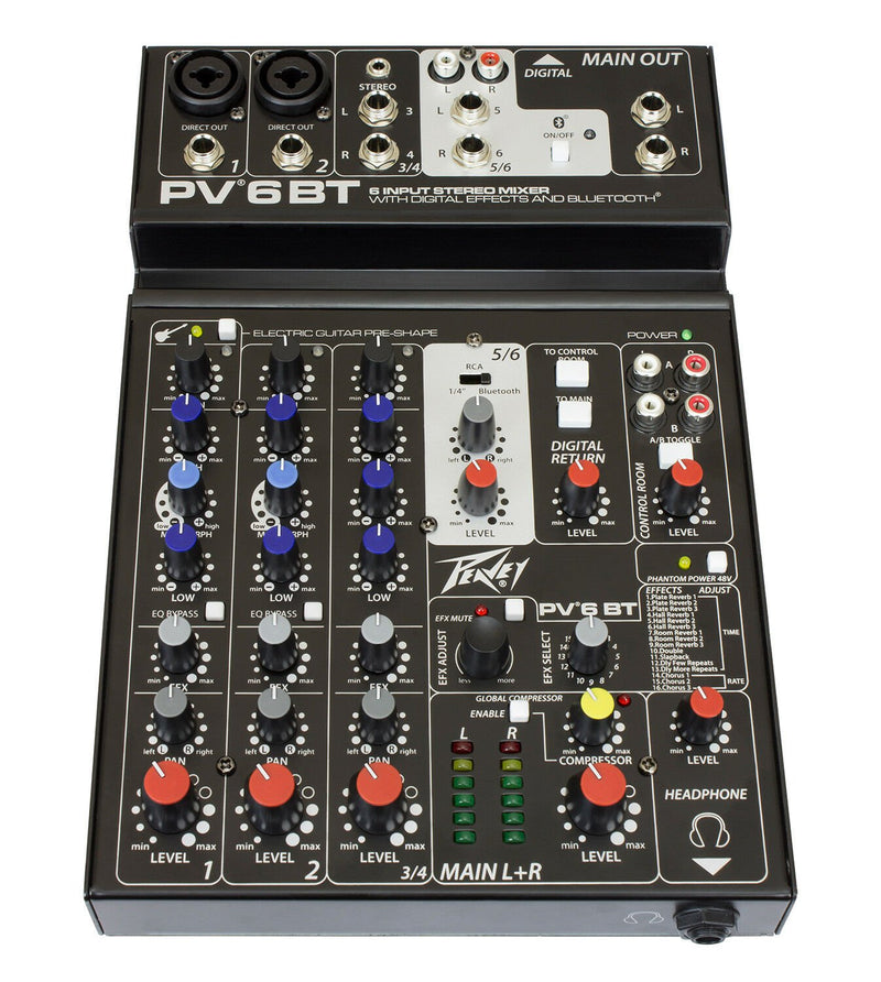 Peavey PV 6 BT 6-Channel Mixer with Bluetooth and Effects - PV6BT