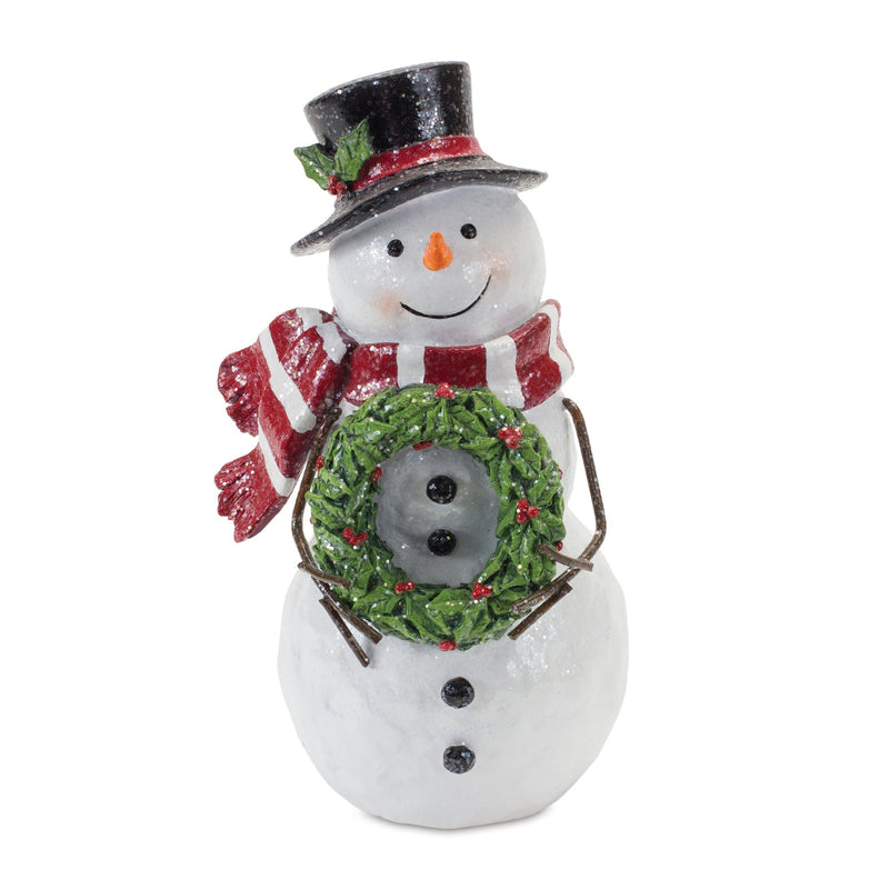 Snowman Figurine with Holly Accents (Set of 2)