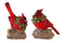 Perched Cardinal Bird on Log with Holly Wreath Accent (Set of 2)