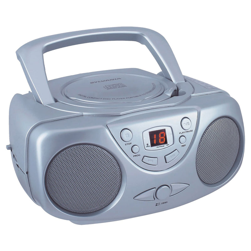 SYLVANIA SRCD243M-SILVER Portable CD Boom Box with AM/FM Radio (Silver)